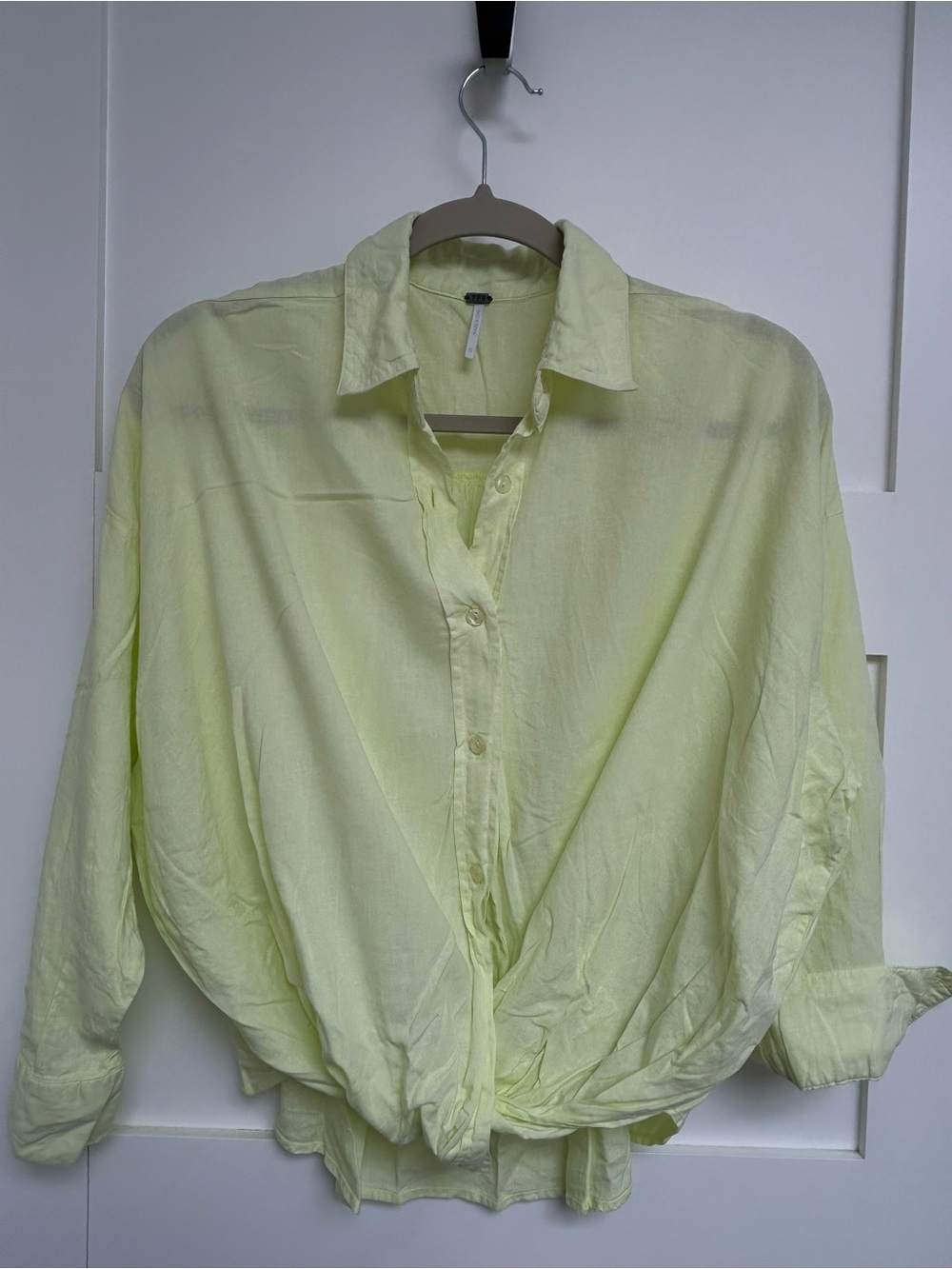 💠 Women's YFB Pale Yellow/Green Button-Front Blouse - Relaxed Shirt